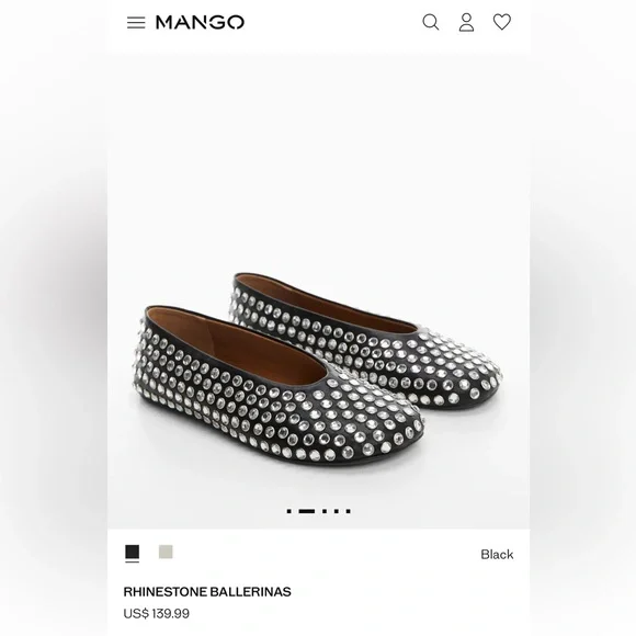 Mango Black Rhinestone Ballerina Flats - Picture 8 of 8